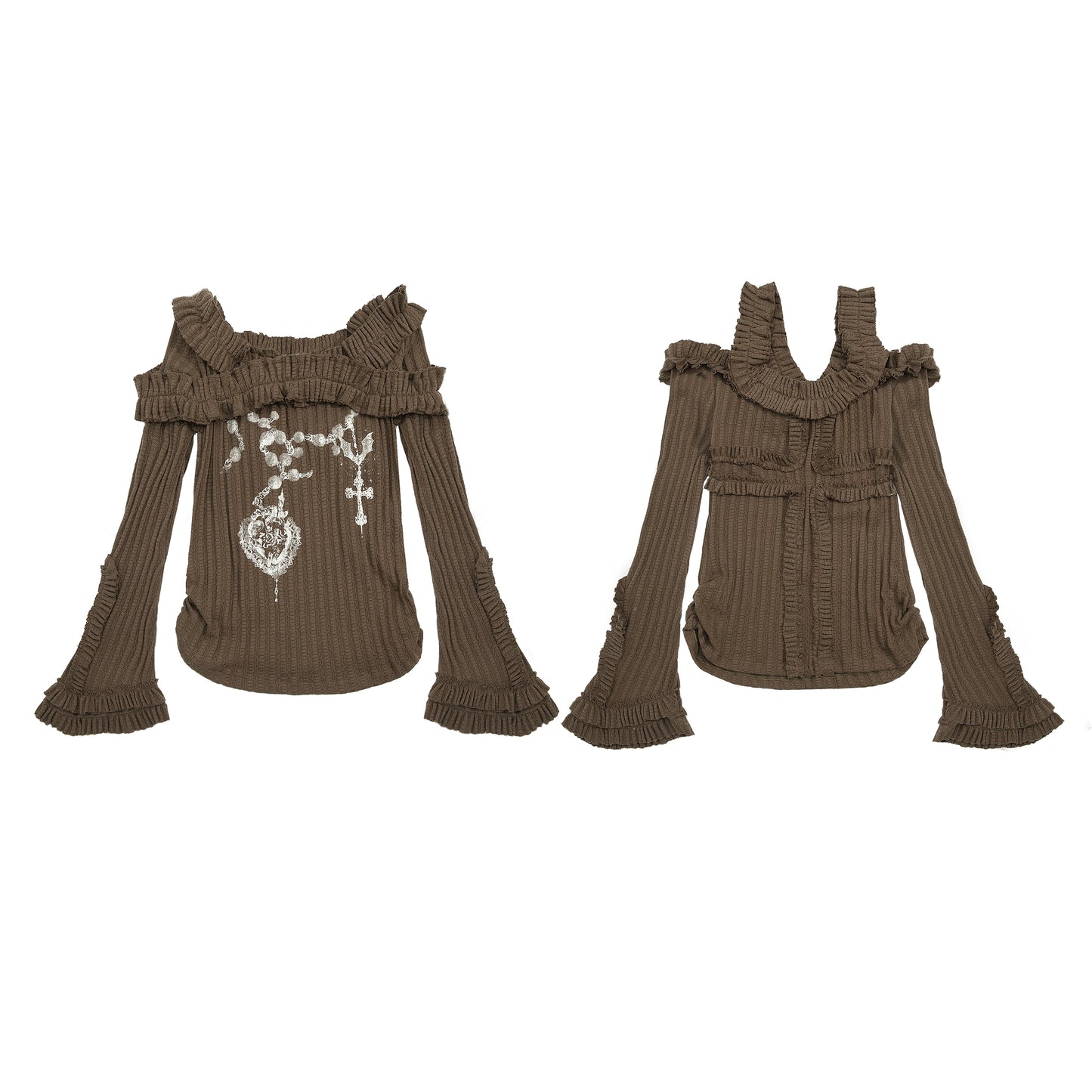 Two-Way Flare Sleeve Knit Top