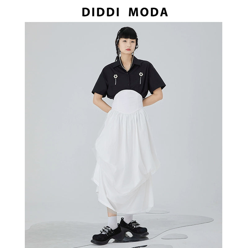 شاش السحابة -تنورة مطوية على الخصر