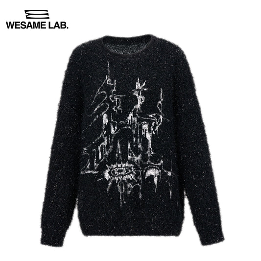 오리지널 디자인 화려한 실크 댄스 원사 자카드 풀오버 스웨터