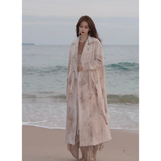 Abrigo de lana larga cálida engrosada