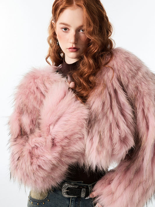 Abrigo de niña picante de piel de mapache