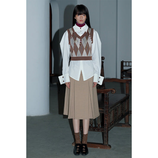 Check Knit V-Neck Vest