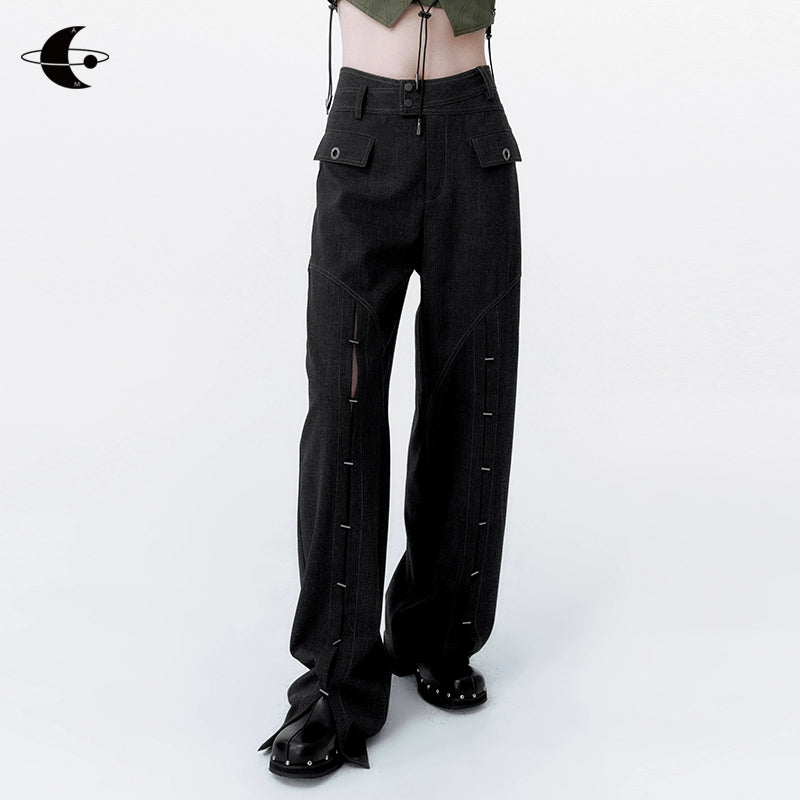 High Waist Loose Split Pants