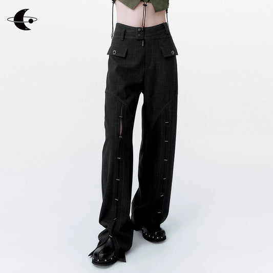 High Waist Loose Split Pants