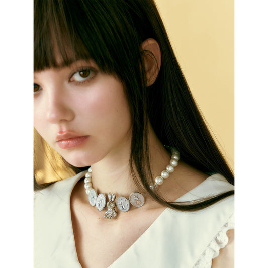 Bunny Pearl Necklace Choker