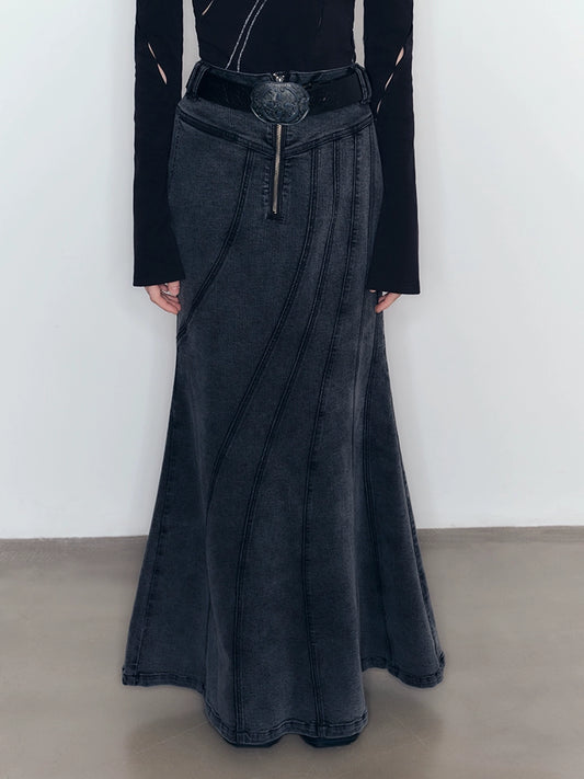 Fishtail Denim Long Skirt