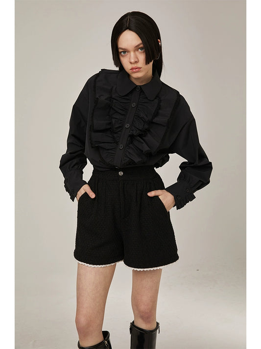 قميص كشكش القطن النقي