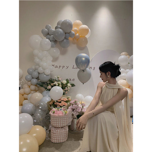 French Open-Back Long Dress