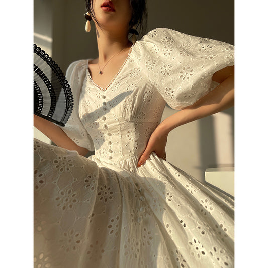 Slimming V-Neck Lace Dress