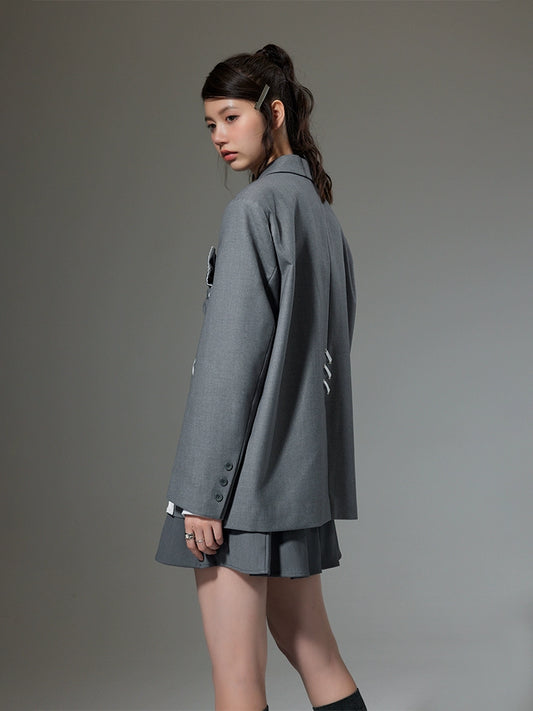 كشكش حافة -معطف بدلة عالية.