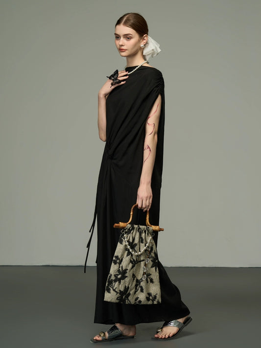 검은 젠 바닥 드레스
