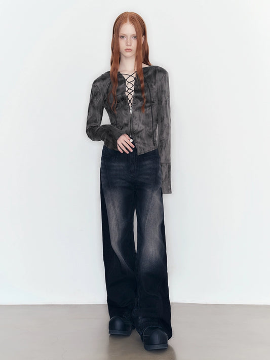 Retro Slim Strap Long Sleeve Top