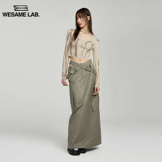 오리지널 디자인 Jacquard Square Negh Short Fit Pullover Top Women 's Spring and Autumn Style