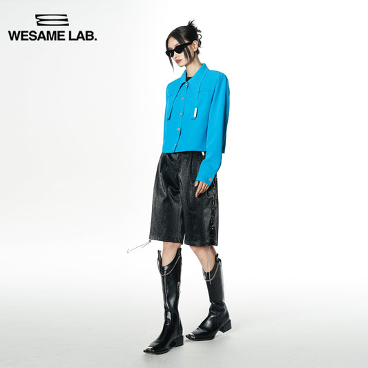 디자인 감각 틈새 빈티지 디자이너 빈티지 하이 스트리트 짧은 어깨 패드 셔츠