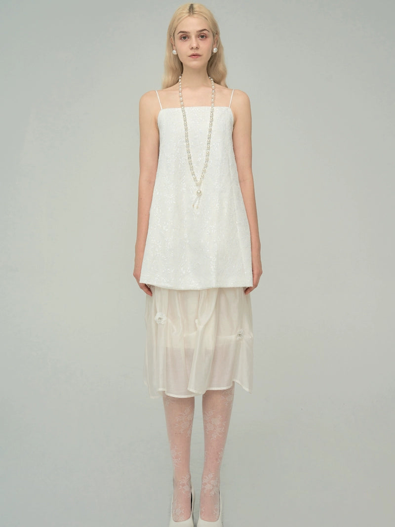 Robe à suspension à paillettes blanches