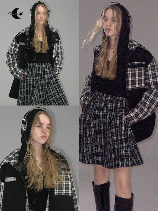 Plaid Patchwork Cotton Jacket
