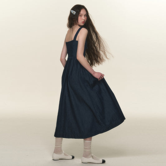 Vintage Lace-up Denim Dress