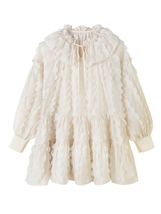 Bow Mesh -pleated top t -shirt t -shirt