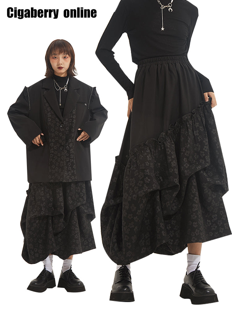 Ruffle Jacquard Skirt