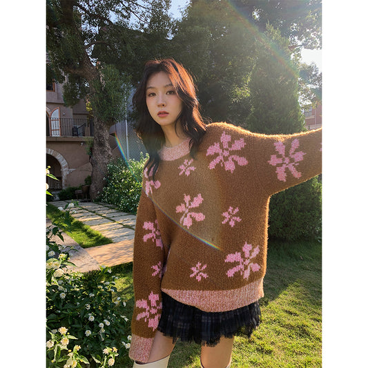 Red Brown Lazy Style Sweater