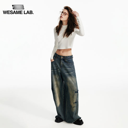 가을 반 하이 목 울 긴 소매 흰색 슬림 한 흰색 핏 짧은 언더 레이 티셔츠 탑 암컷