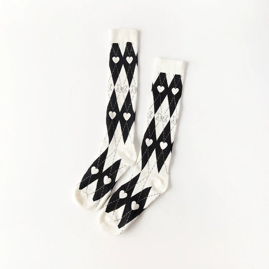Retro B/W Bow Tie Diamond Socks