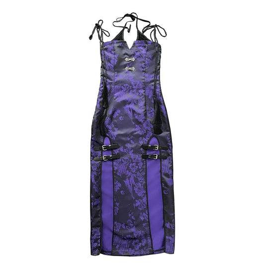 NIO Split Tassel Leather Long Dress