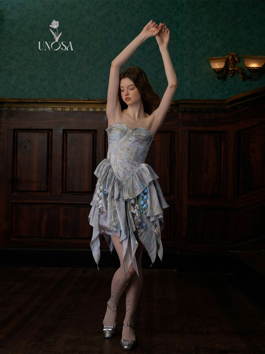 Shell Halo Mermaid Dress with Sparkling Flower and Bra Fishbone Design