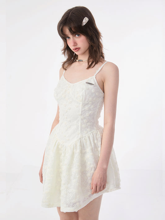 Soft Apricot Rose Strap Dress