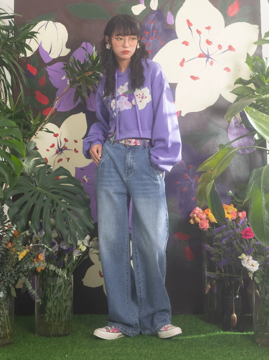 Cherry Blossom: Jeans de pierna recta azul