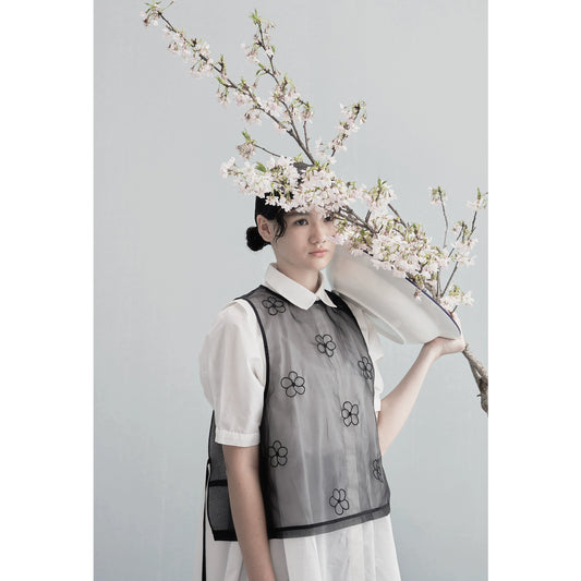 Mesh Overlay Embroidered Tank Top