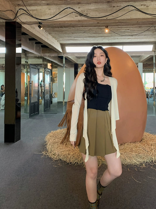 High Waist Pleated Skirt Shorts