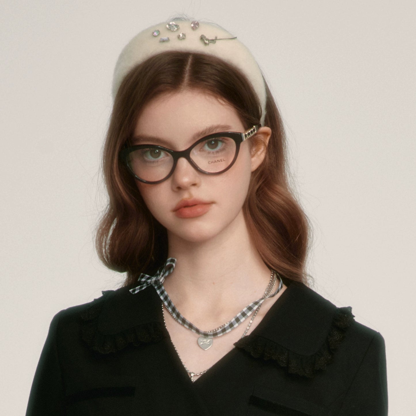 Heart Bow Plaid Necklace