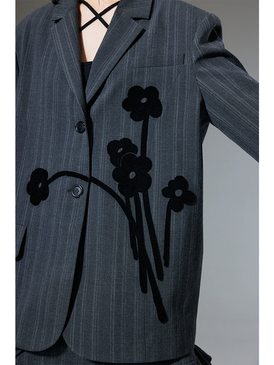 أناقة مطرزة -معطف بدلة الجري