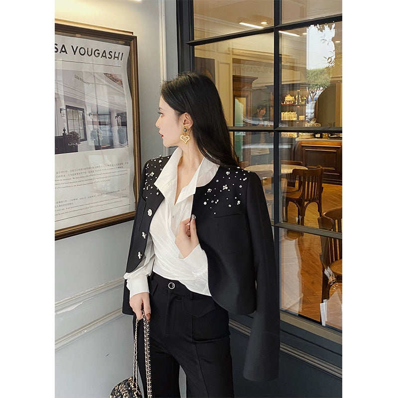 Starry Rain BLACK BEADED SHORT COAT & TANK Dress -Elegant and Stylish Fashion Accessory