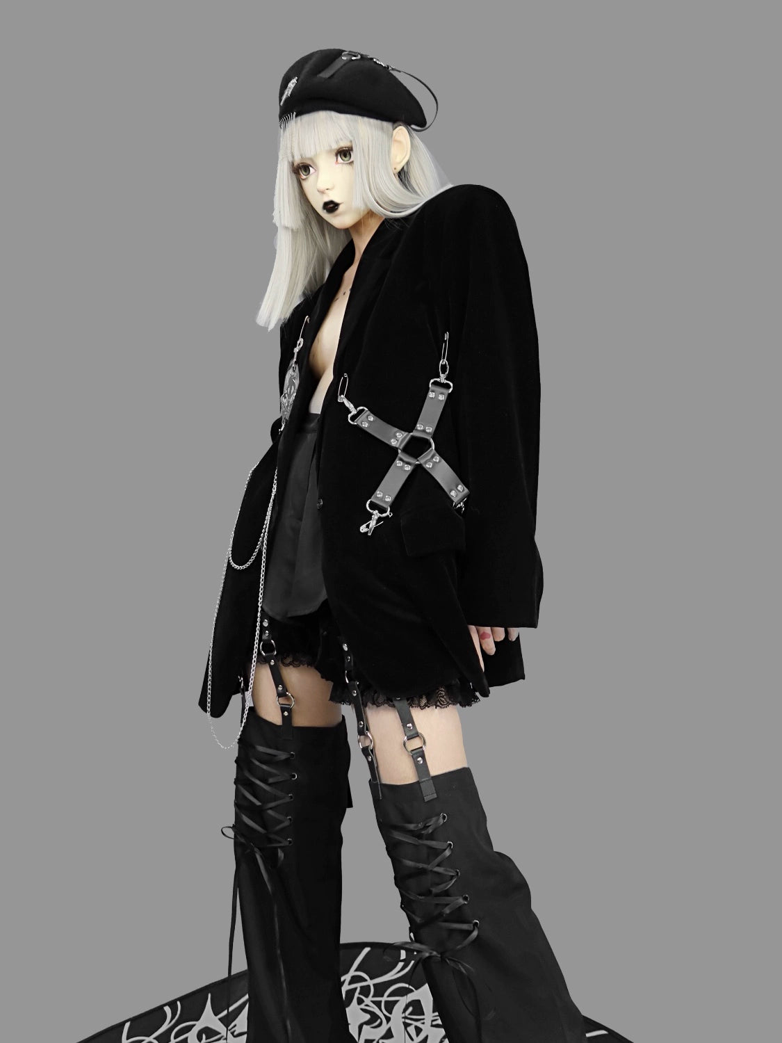 Gothic Black Velvet Suit Coat