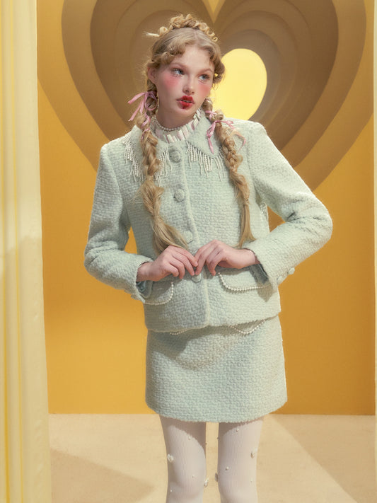 Juego de falda de abrigo de lana