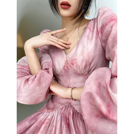 French Beaded V-Neck Dress