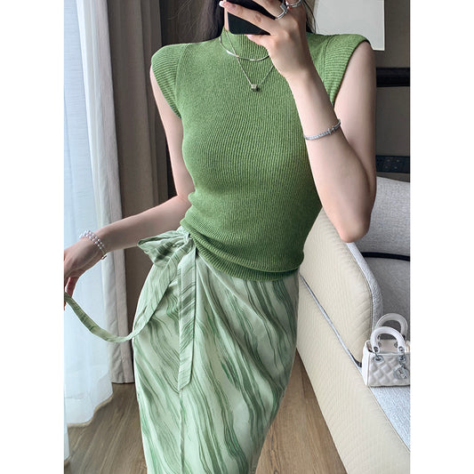 Green Half-Skirt 2023 Autumn
