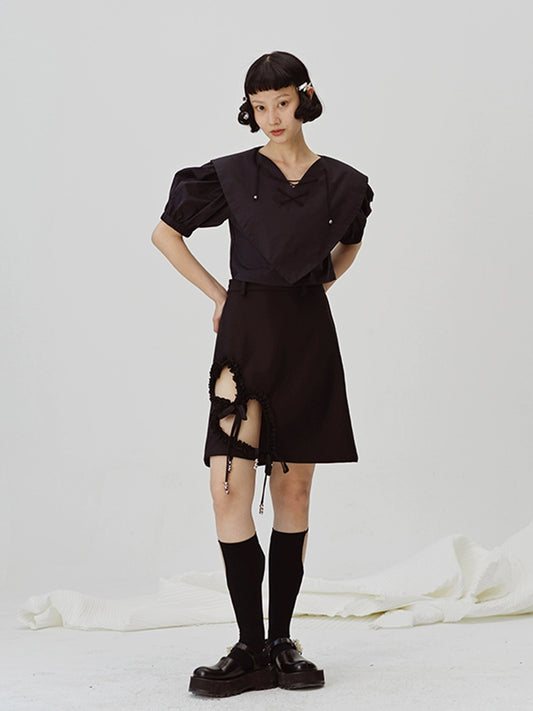 ألوان صلبة -فستان يلف طوق