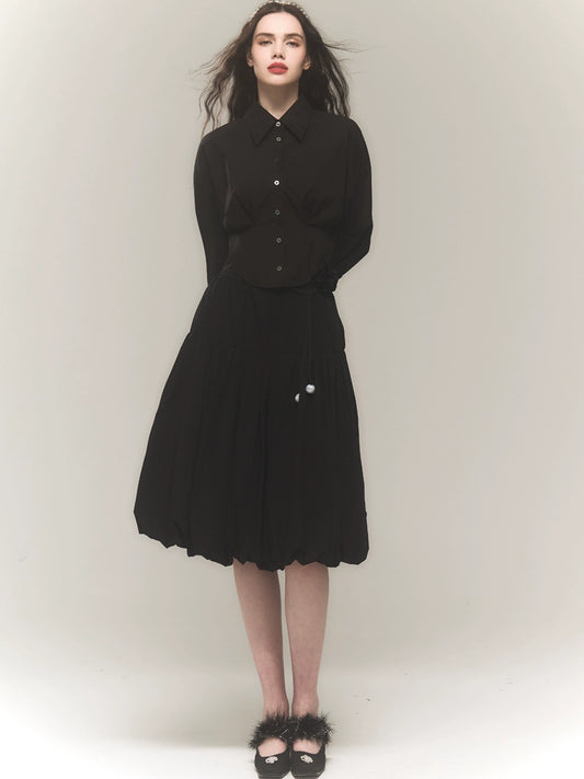 생선 뼈 검은 셔츠