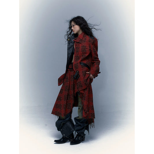 Red Checkered Punk Suit Coat