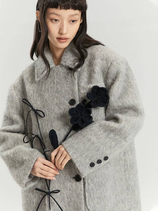 معطف من الصوف الأزهار القابلة للفصل