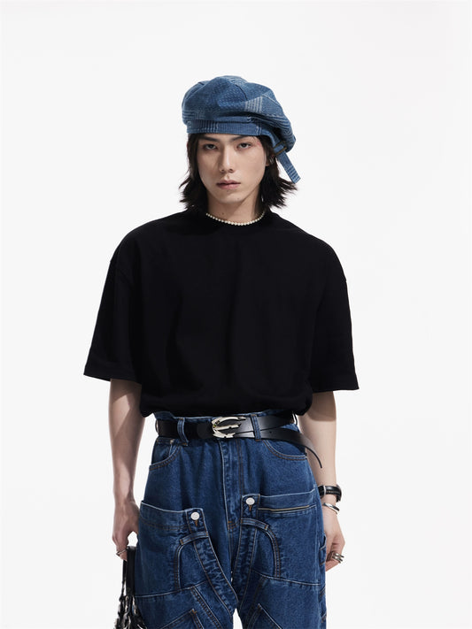 Nueva marca de moda Hip Hop Color sólido 100% Camiseta redonda de algodón Camiseta versátil Top Unisex