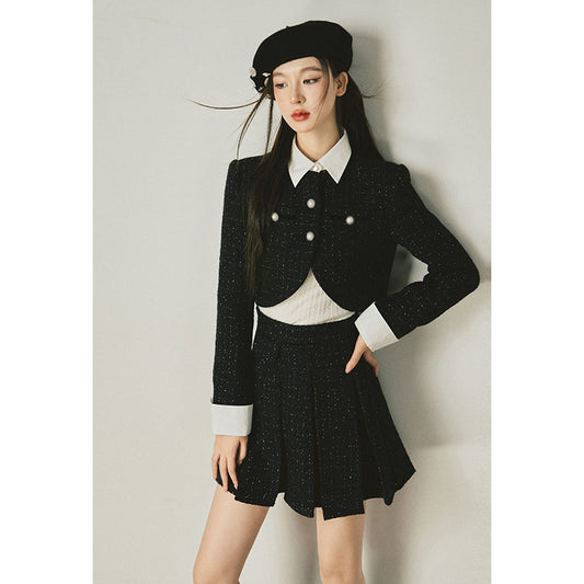 Black Tweed Two-Piece Set