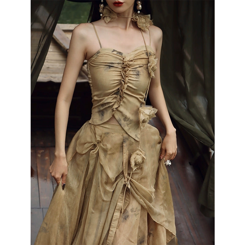 Teal Silk Printed Cool Tank Top: Summer