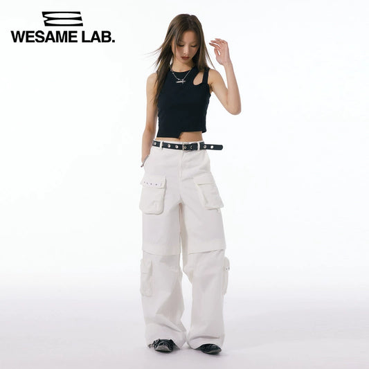 오리지널 디자인 여름 구멍 아웃주의 기계 탱크 탑 여성의 언더 레이 파기 소매 아메리칸 탑