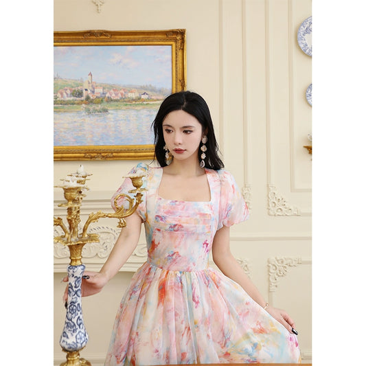 Afterglow Print Wrap Waist Dress