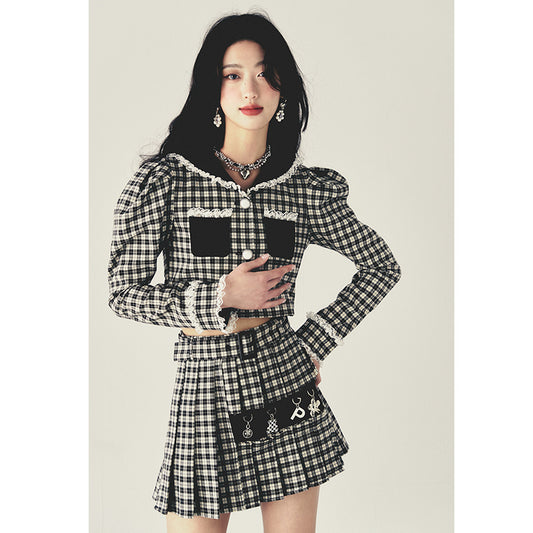 Checker Panel Two-Piece Skirt