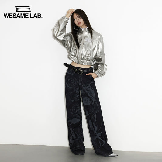 원래 디자인 스트레이트 튜브 느슨한 번화 꽃 바지